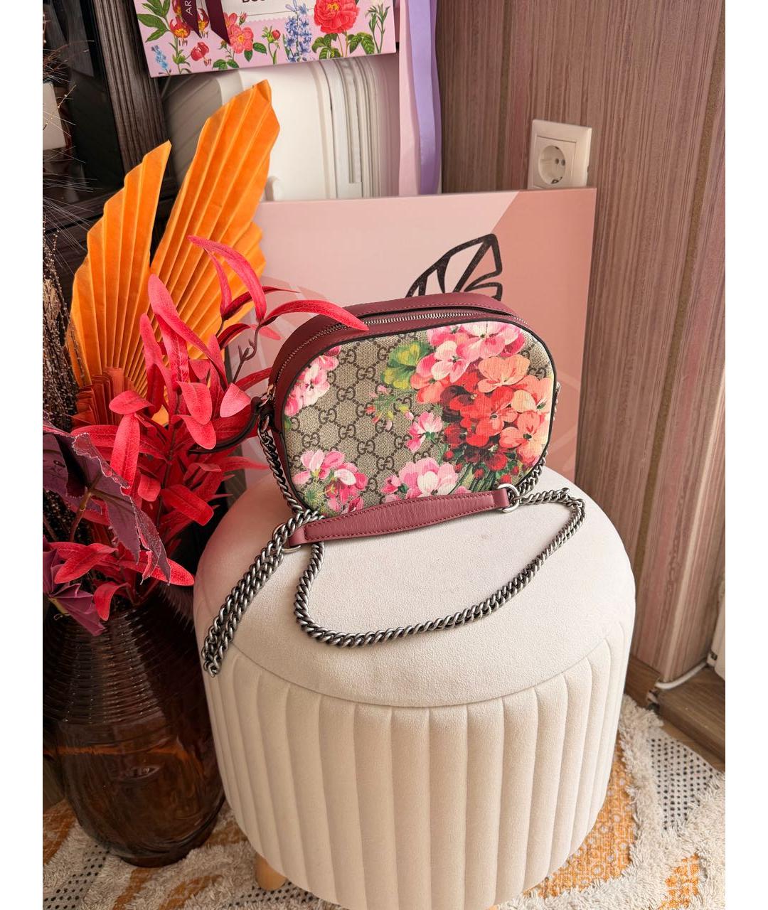 GUCCI Бордовая кожаная сумка через плечо, фото 2