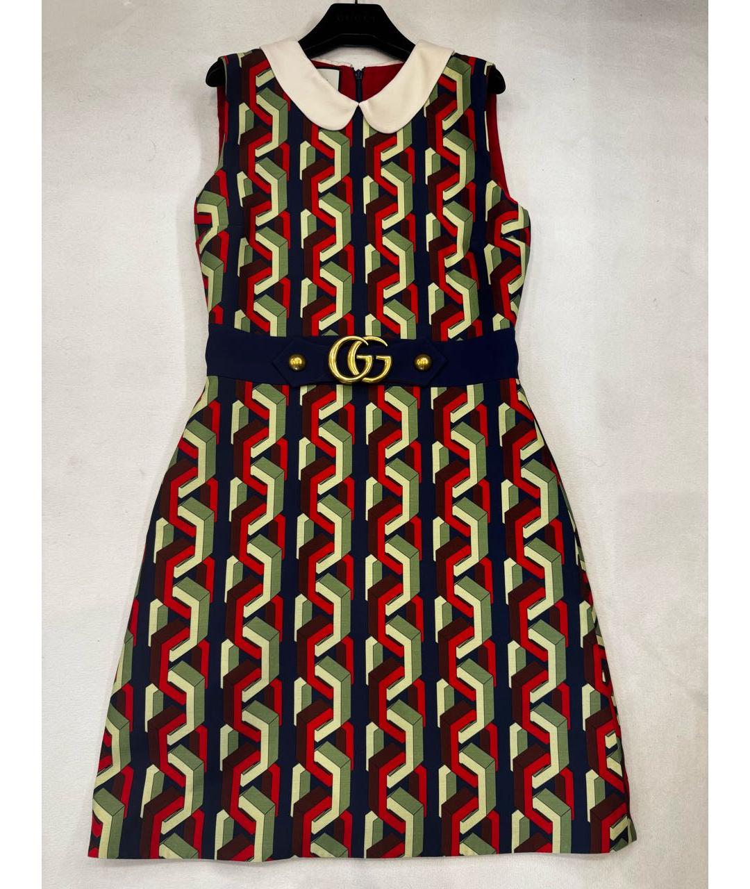 GUCCI Мульти шерстяное повседневное платье, фото 8