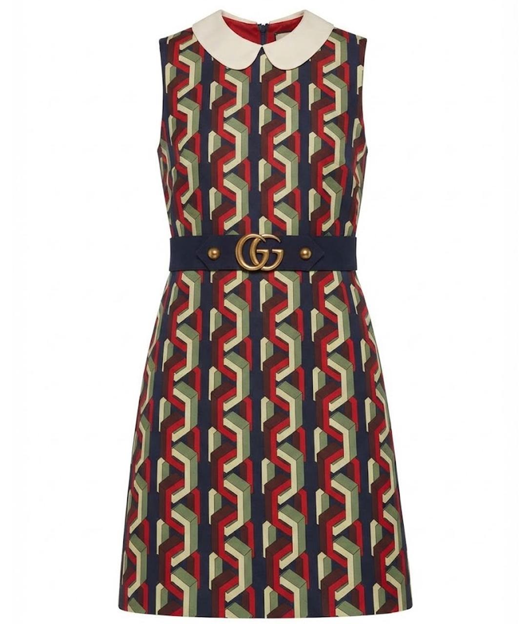 GUCCI Мульти шерстяное повседневное платье, фото 1