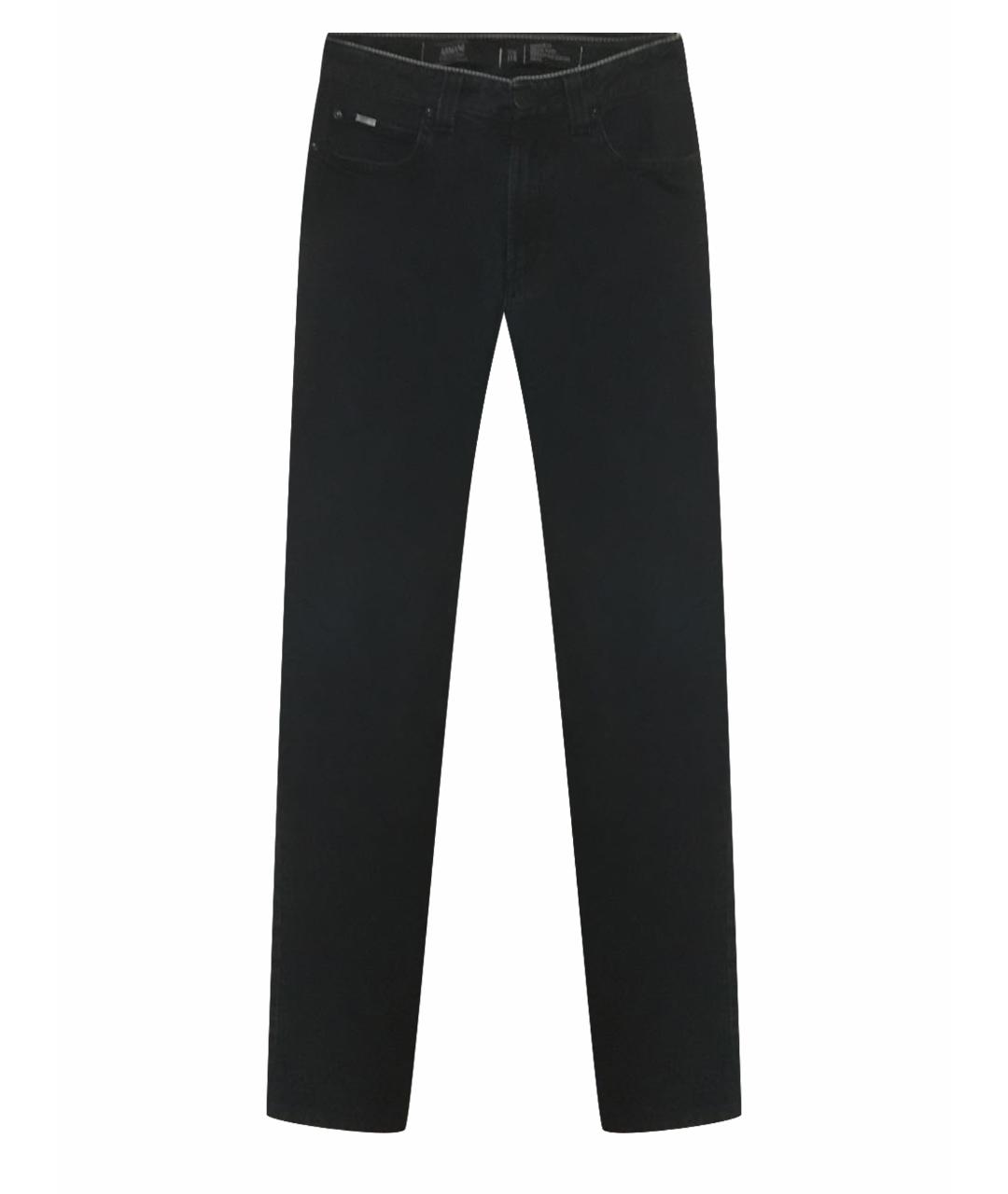 ARMANI COLLEZIONI Темно-синие хлопко-эластановые прямые джинсы, фото 1