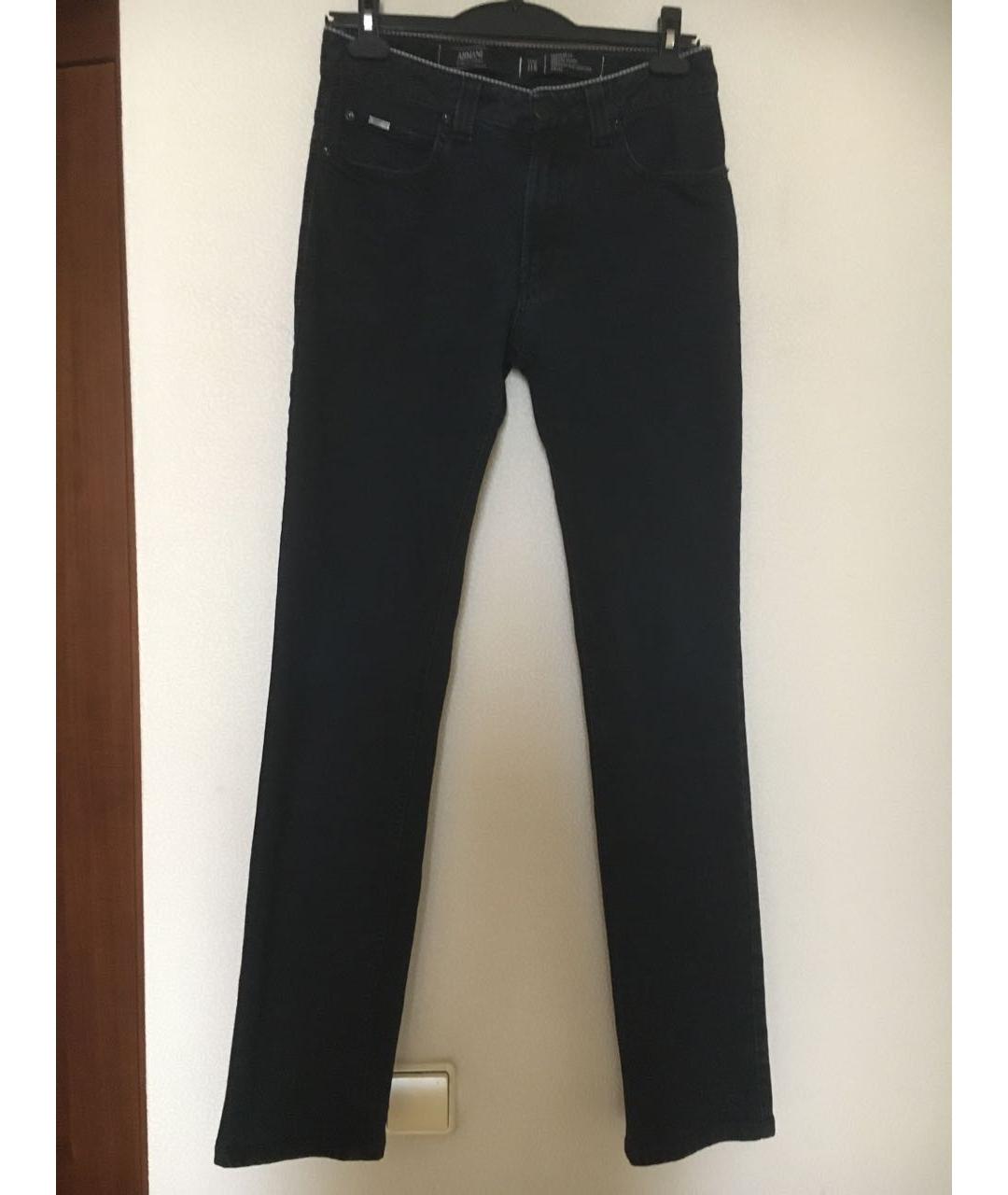 ARMANI COLLEZIONI Темно-синие хлопко-эластановые прямые джинсы, фото 8