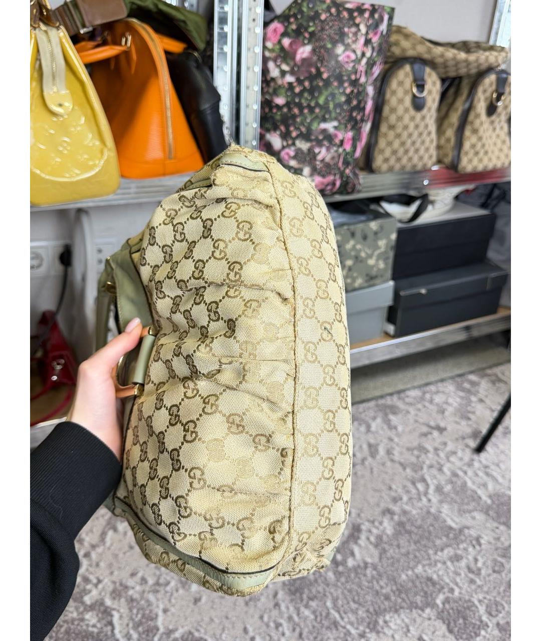 GUCCI Бежевая тканевая сумка тоут, фото 8