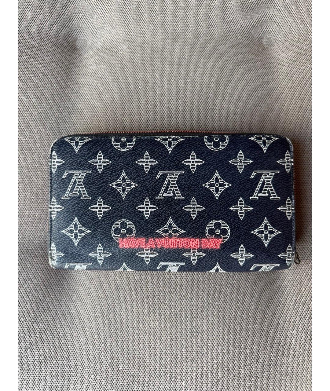 LOUIS VUITTON Темно-синий кожаный кошелек, фото 2
