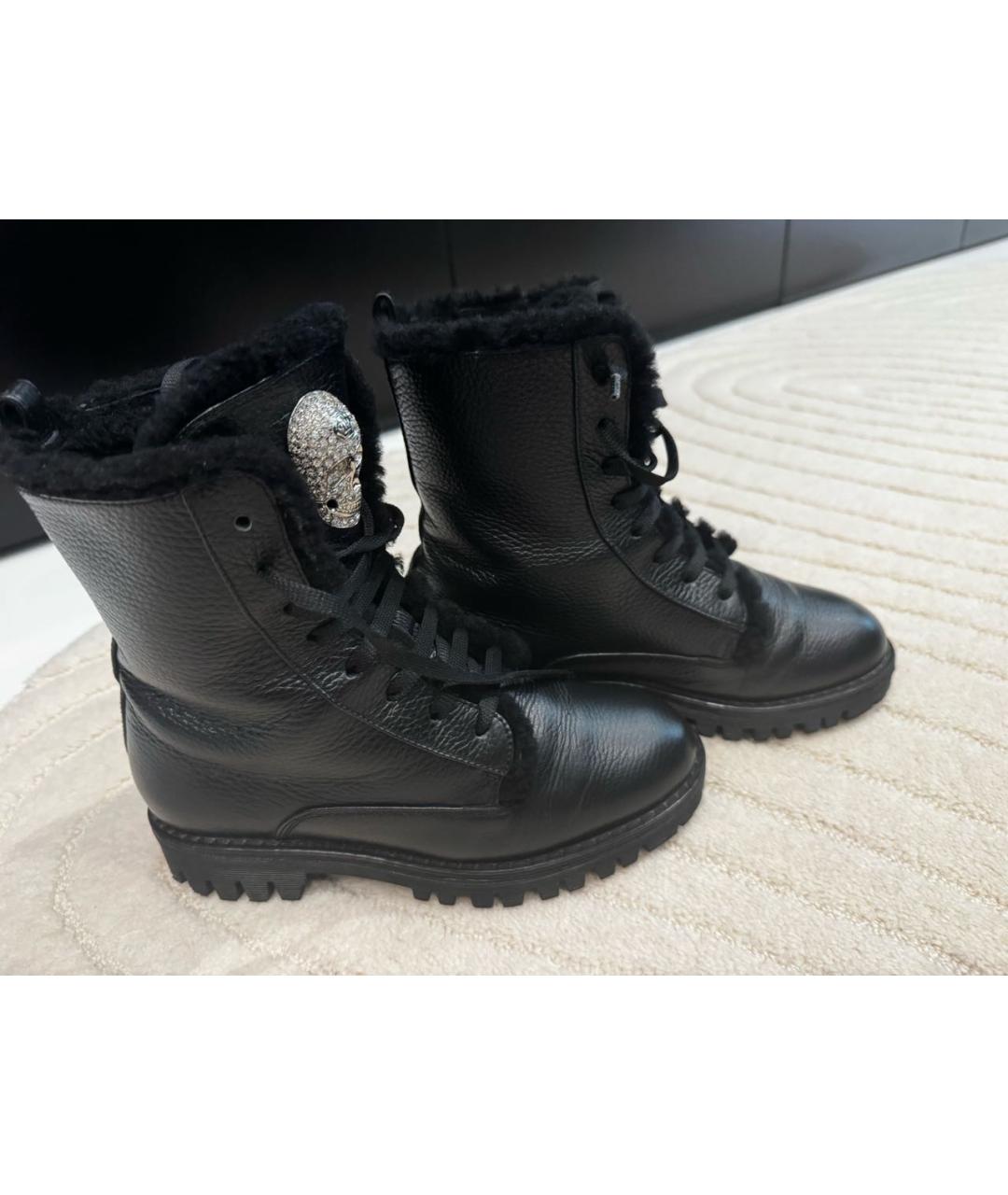 PHILIPP PLEIN Черные кожаные ботинки, фото 5