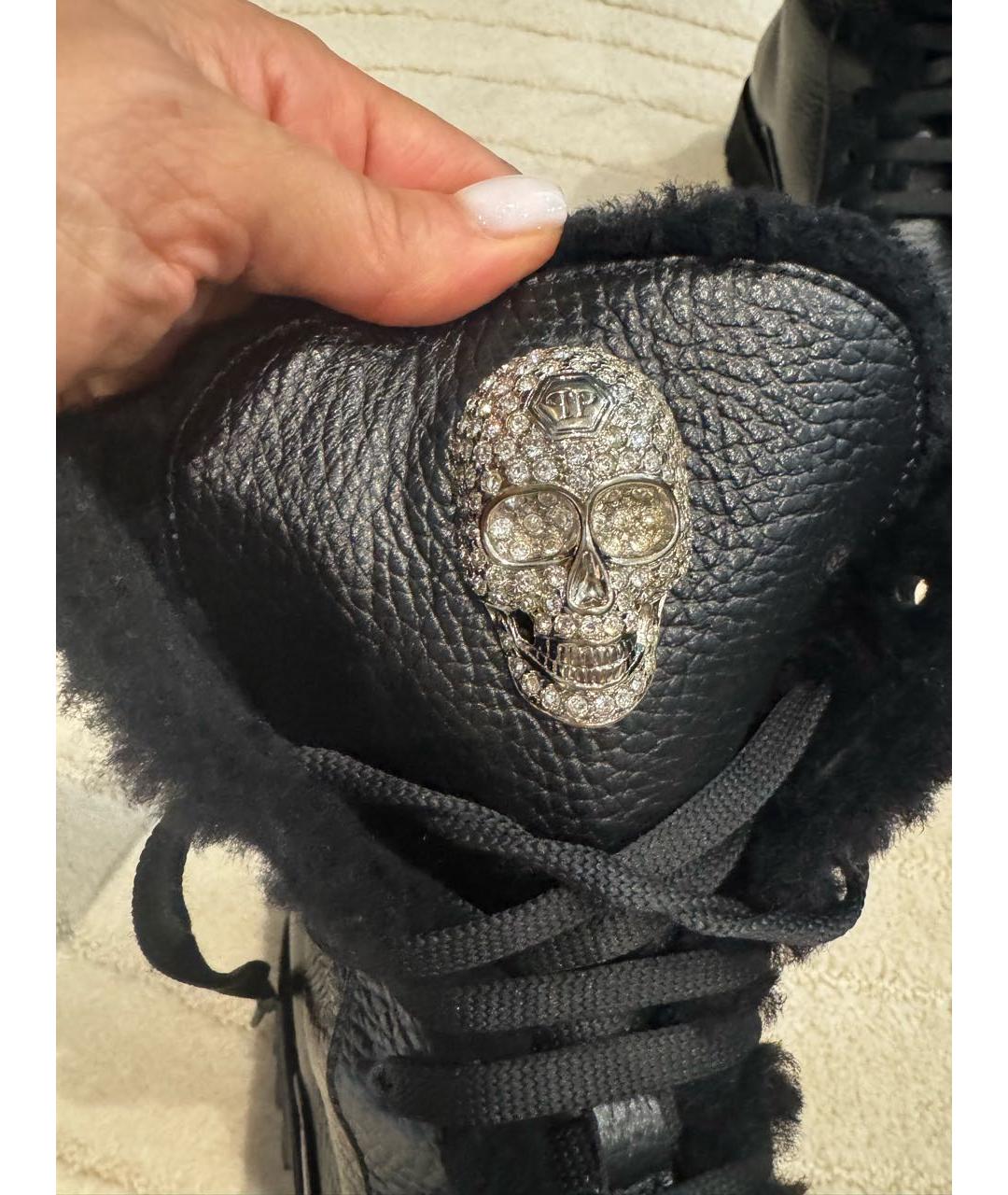 PHILIPP PLEIN Черные кожаные ботинки, фото 3