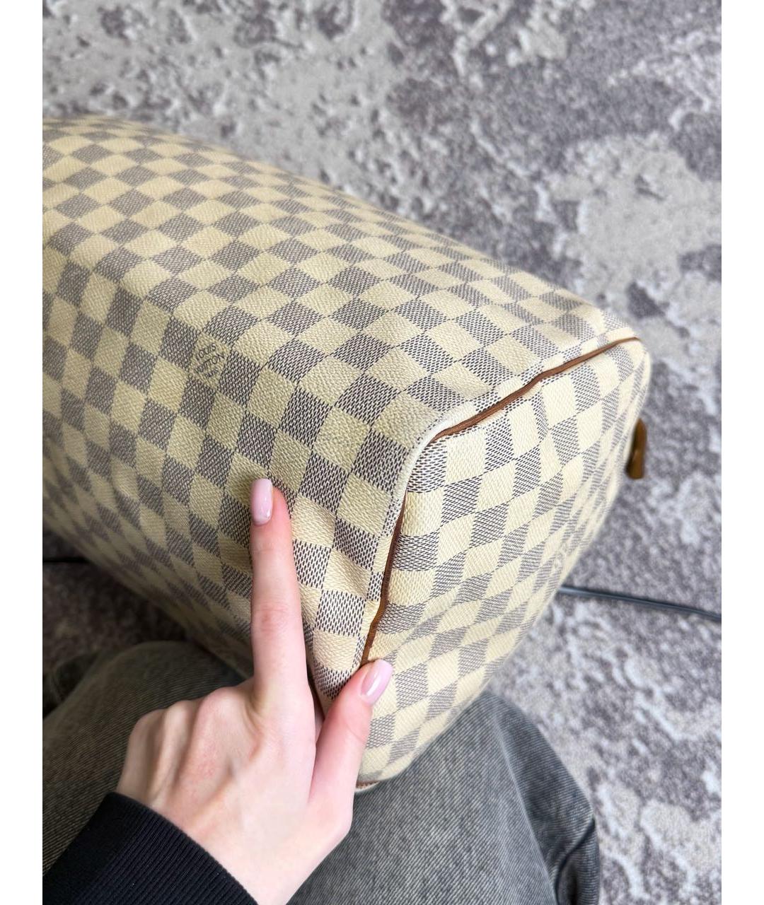 LOUIS VUITTON Бежевая кожаная сумка тоут, фото 7