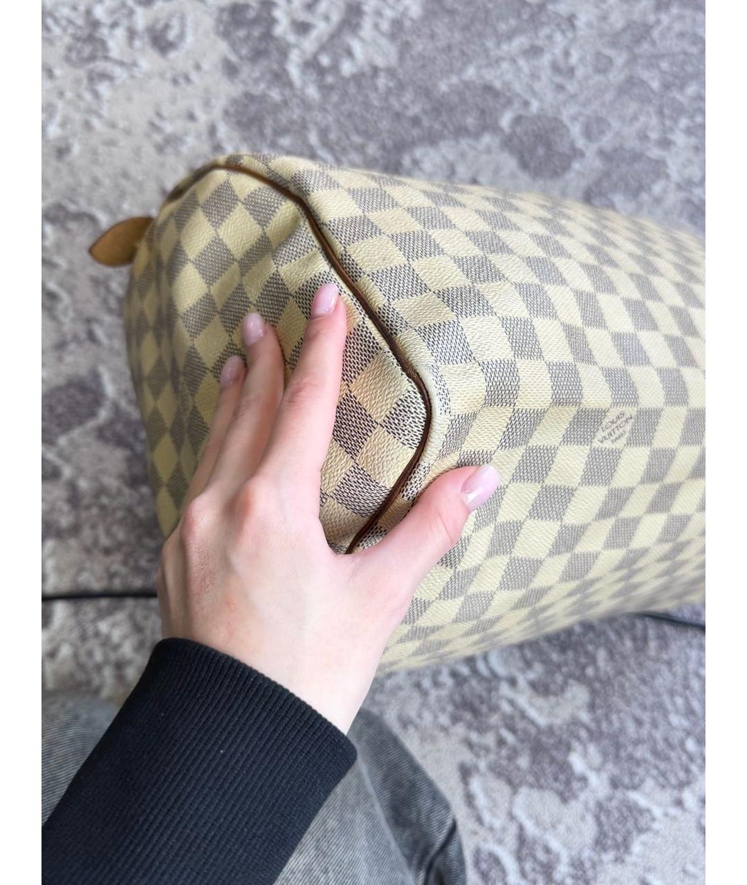 LOUIS VUITTON Бежевая кожаная сумка тоут, фото 8