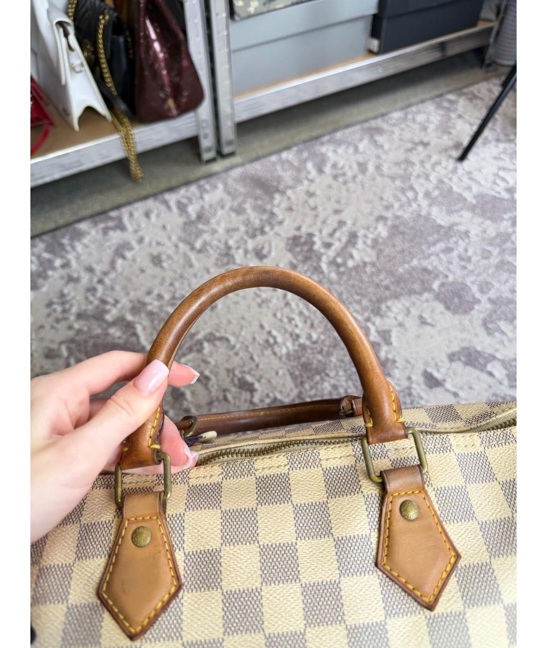 LOUIS VUITTON Бежевая кожаная сумка тоут, фото 6