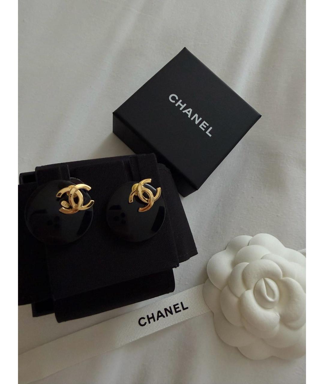 CHANEL Черные серьги, фото 3