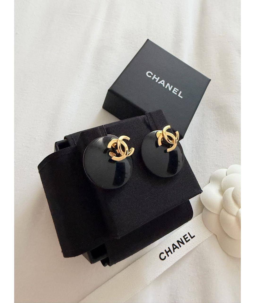CHANEL Черные серьги, фото 2