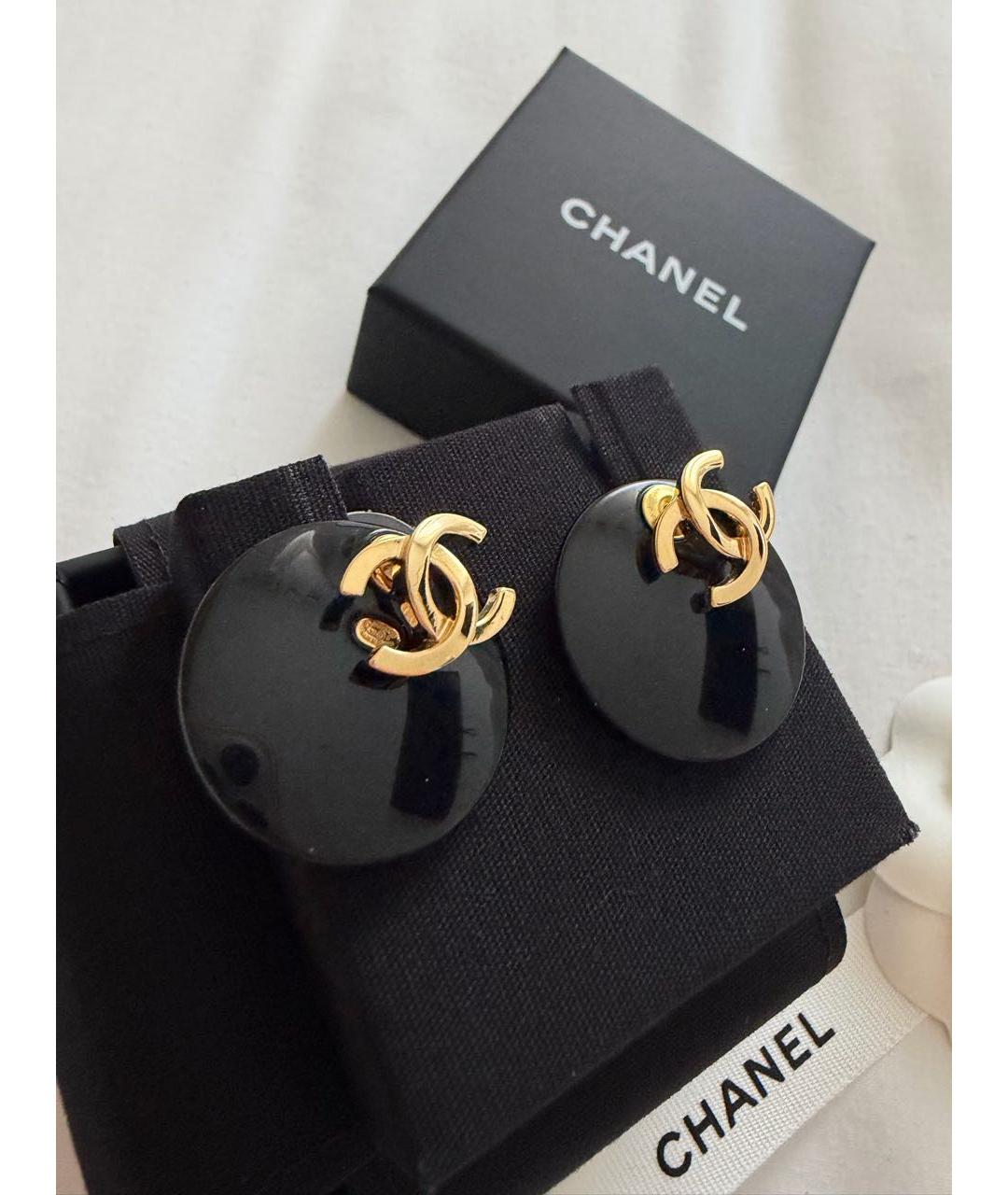 CHANEL Черные серьги, фото 5
