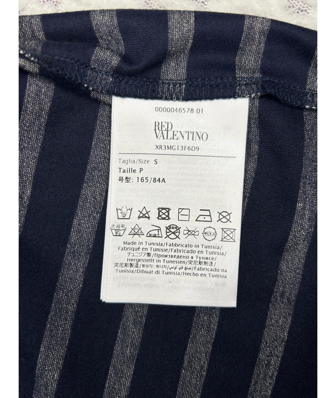 RED VALENTINO Темно-синяя хлопковая футболка, фото 5
