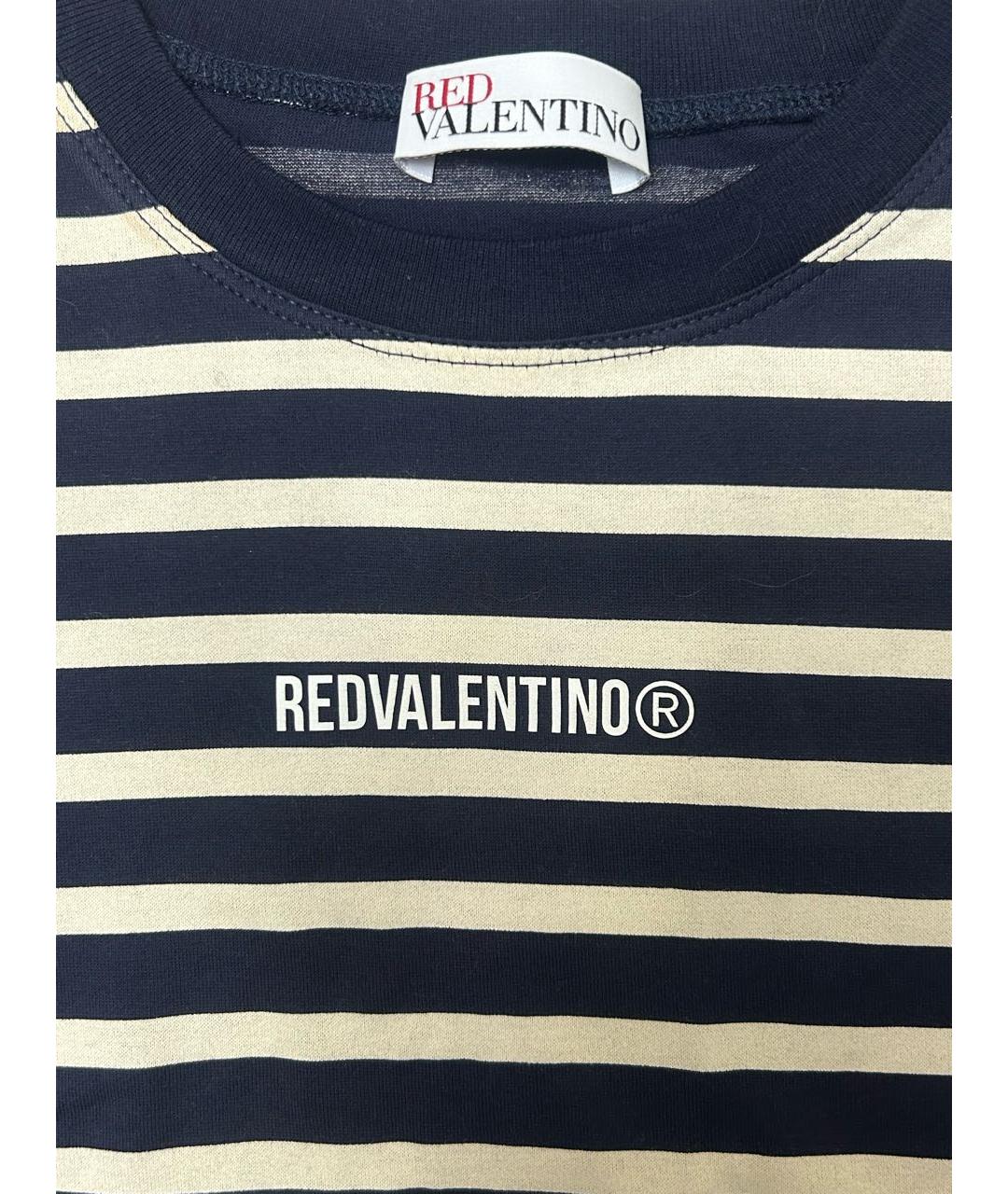 RED VALENTINO Темно-синяя хлопковая футболка, фото 4