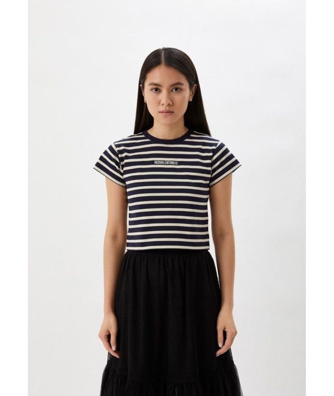 RED VALENTINO Темно-синяя хлопковая футболка, фото 7