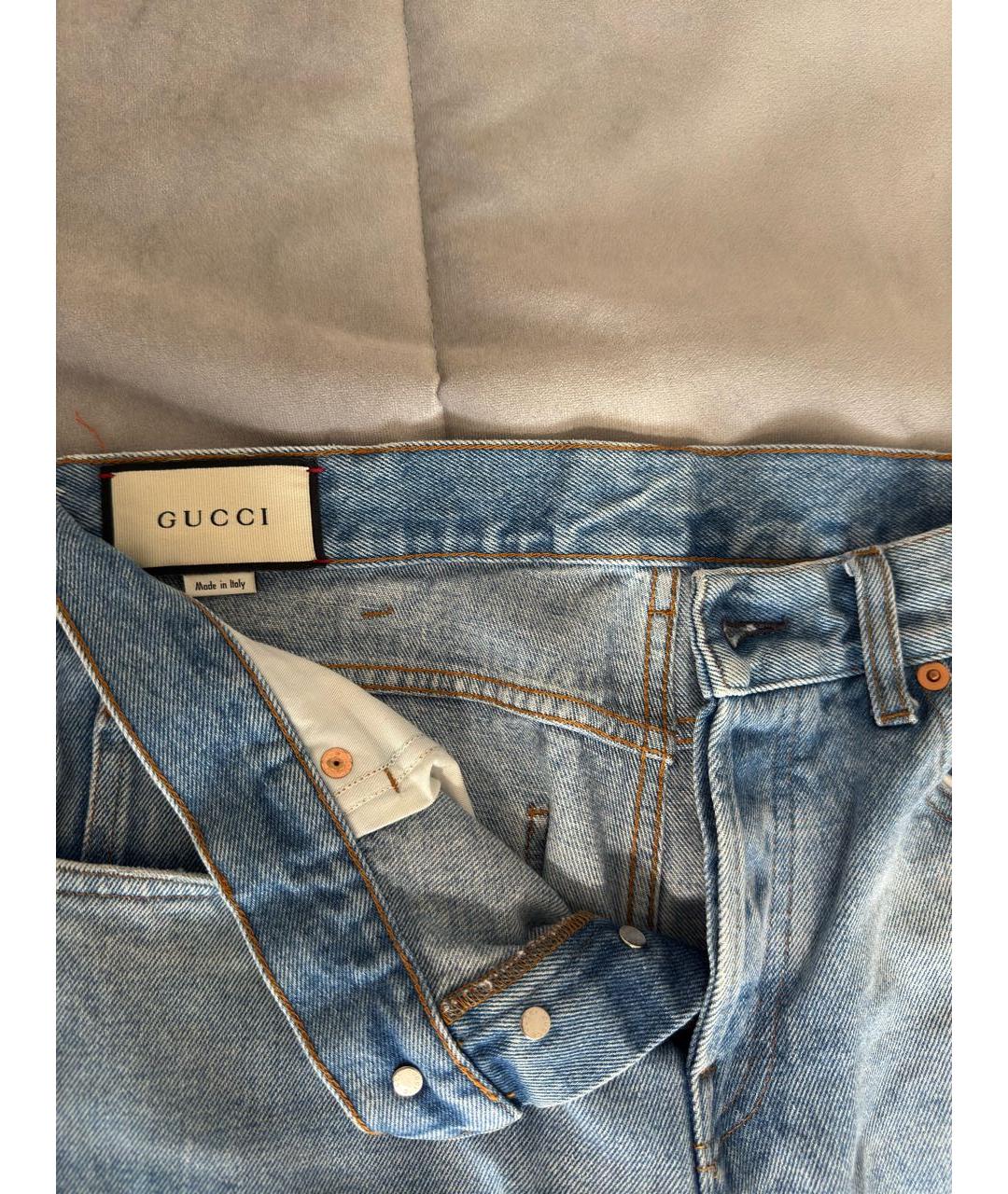 GUCCI Голубые прямые джинсы, фото 3