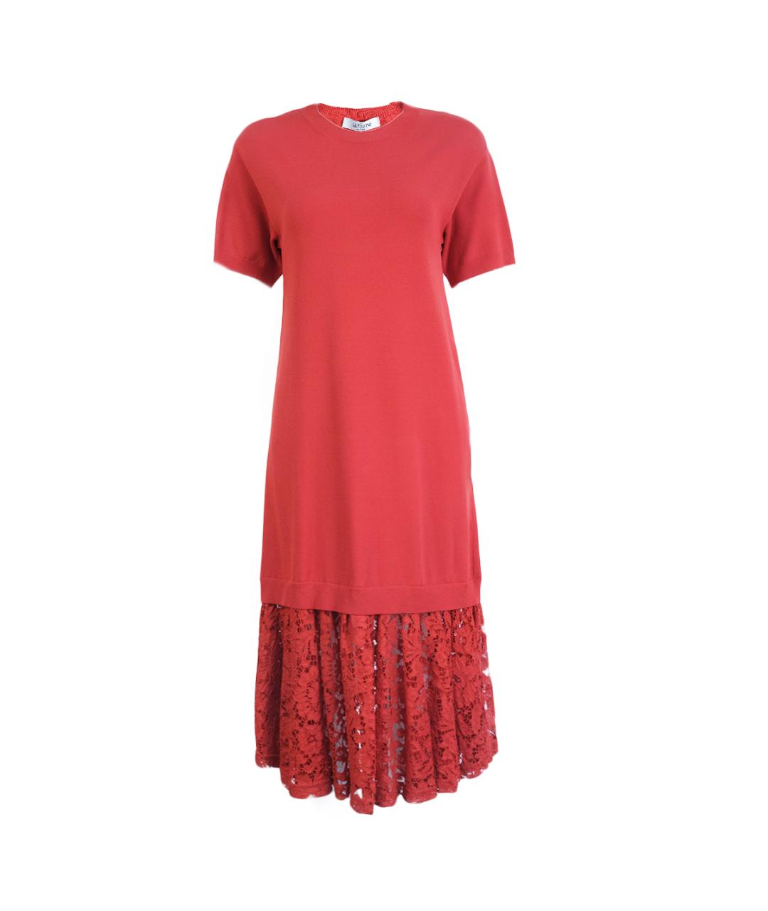 VALENTINO Красное вискозное повседневное платье, фото 6