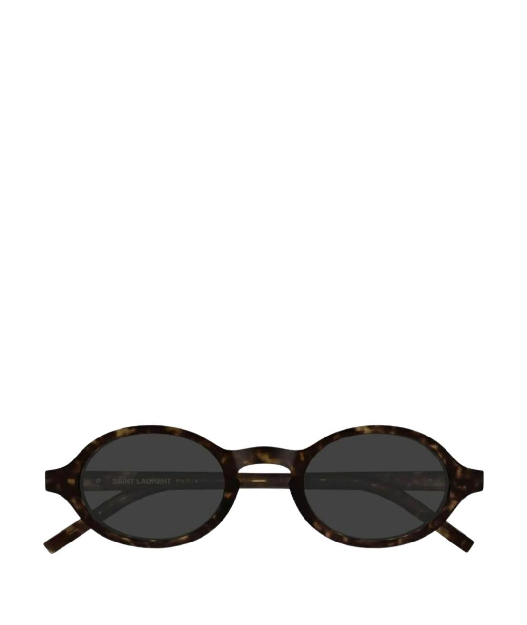 SAINT LAURENT Коричневые пластиковые солнцезащитные очки, фото 1