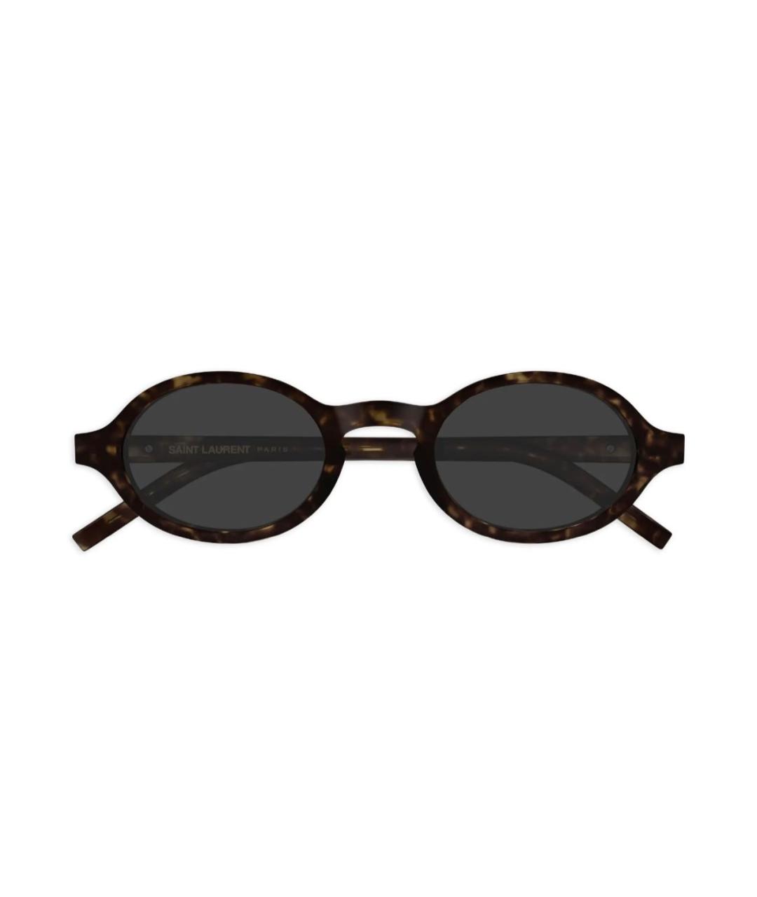 SAINT LAURENT Коричневые пластиковые солнцезащитные очки, фото 9