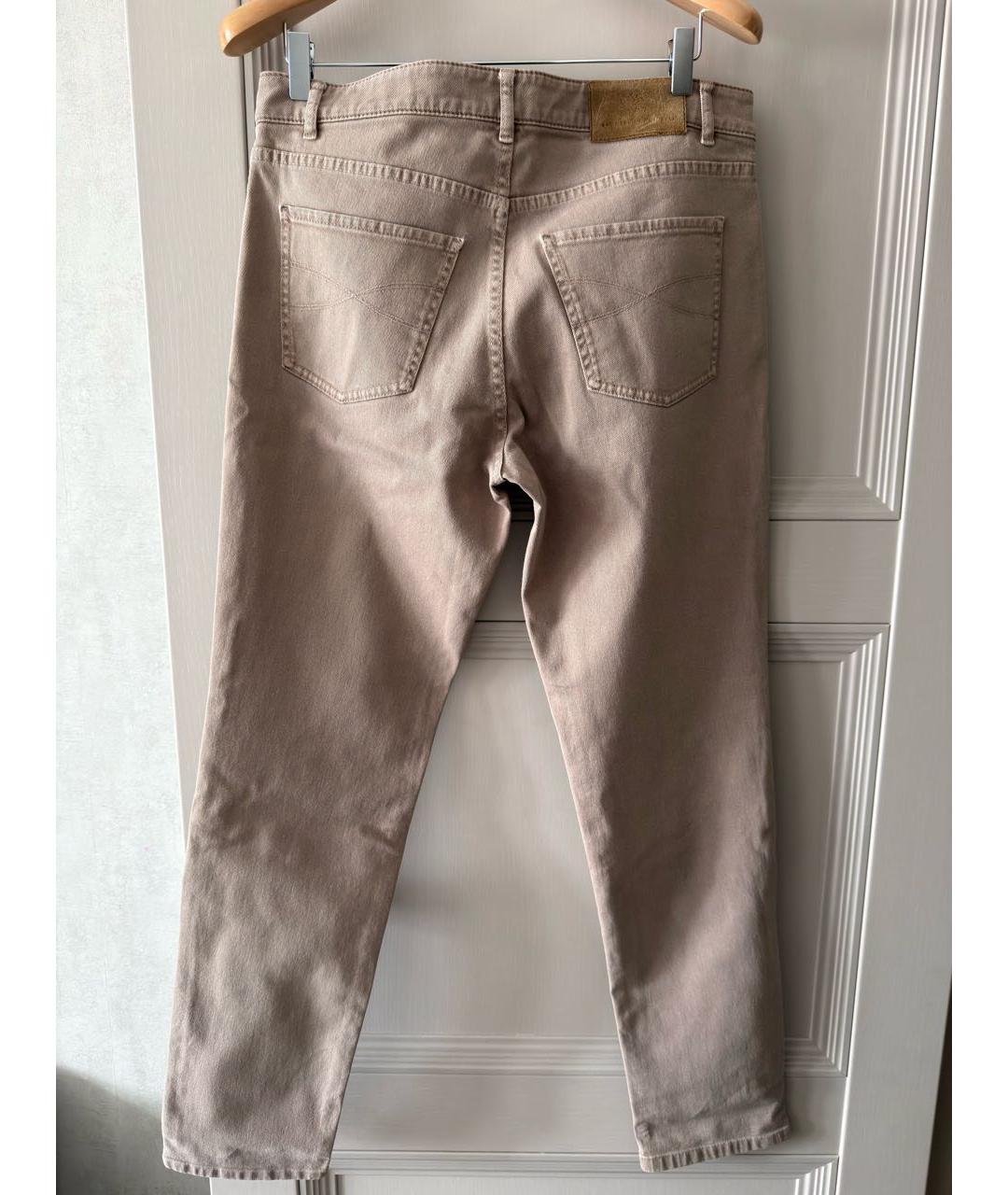 BRUNELLO CUCINELLI Бежевые хлопковые прямые джинсы, фото 2