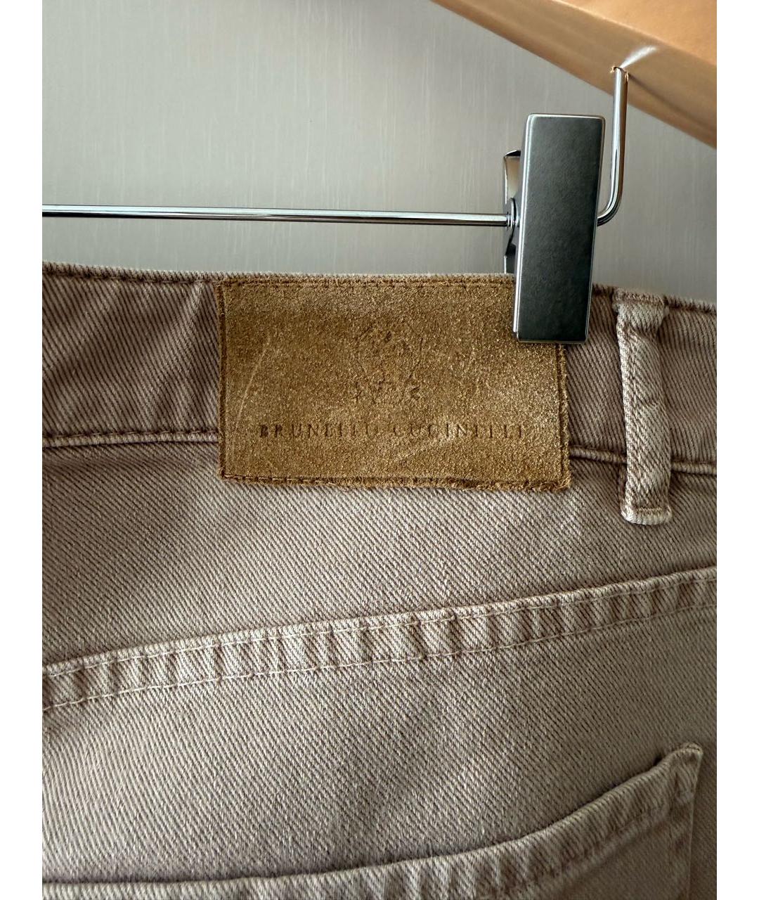BRUNELLO CUCINELLI Бежевые хлопковые прямые джинсы, фото 4
