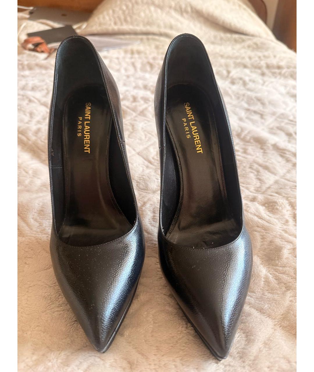 SAINT LAURENT Черные кожаные туфли, фото 3