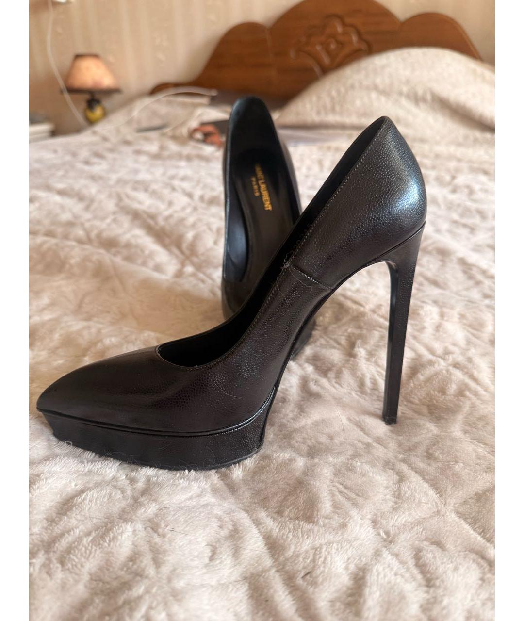 SAINT LAURENT Черные кожаные туфли, фото 5