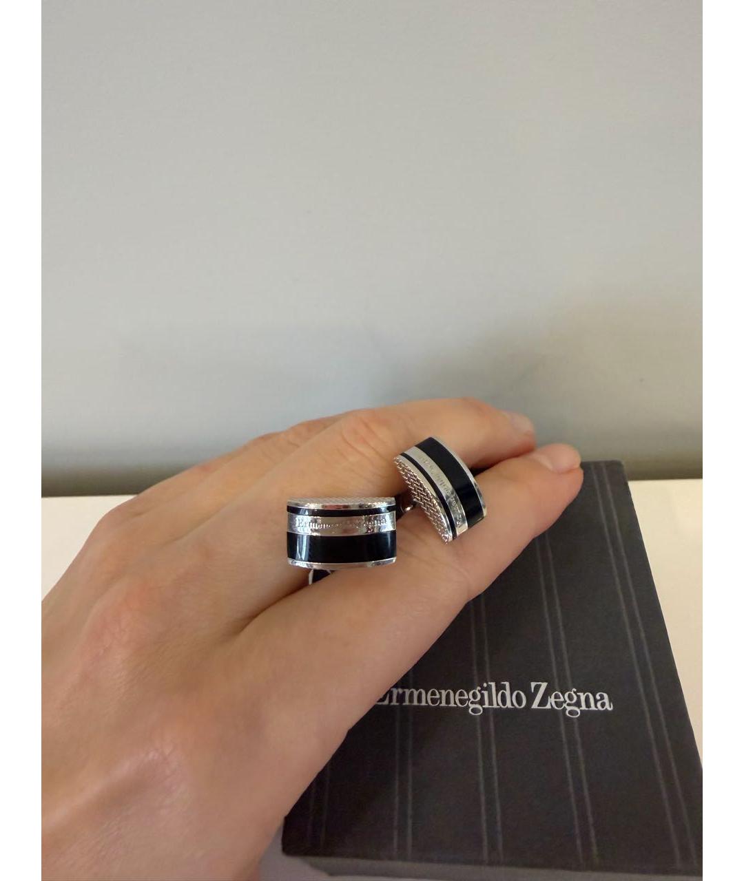 ERMENEGILDO ZEGNA XXX Черные металлические запонки, фото 4