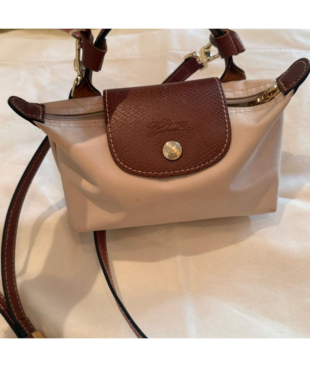 LONGCHAMP Бежевая нейлоновая сумка с короткими ручками, фото 4