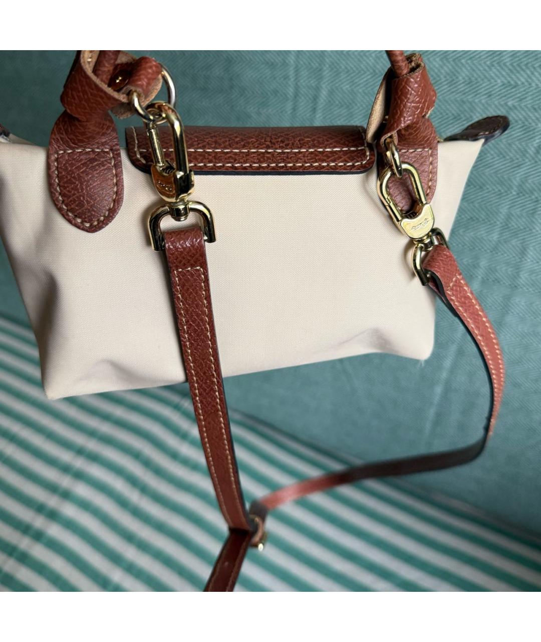 LONGCHAMP Бежевая нейлоновая сумка с короткими ручками, фото 2