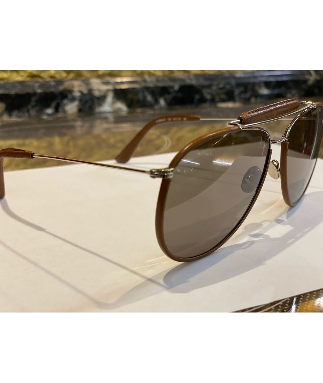 VALENTINO Коричневые металлические солнцезащитные очки, фото 3