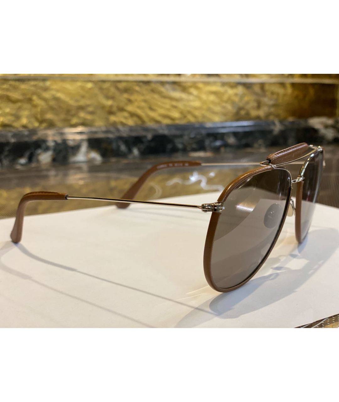 VALENTINO Коричневые металлические солнцезащитные очки, фото 2