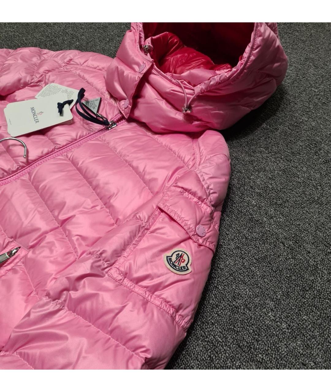 MONCLER Розовый полиамидовый пуховик, фото 2