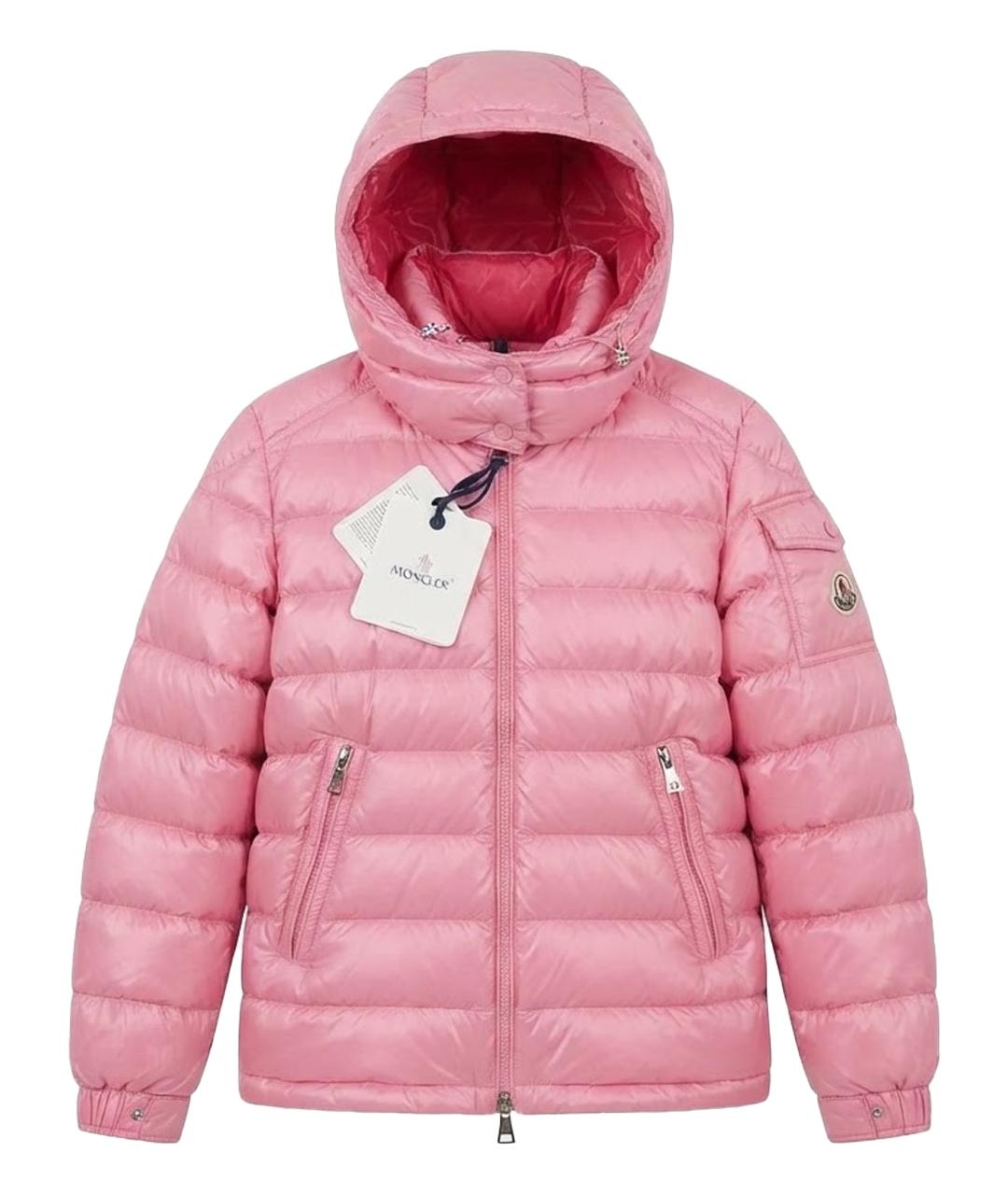 MONCLER Розовый полиамидовый пуховик, фото 1