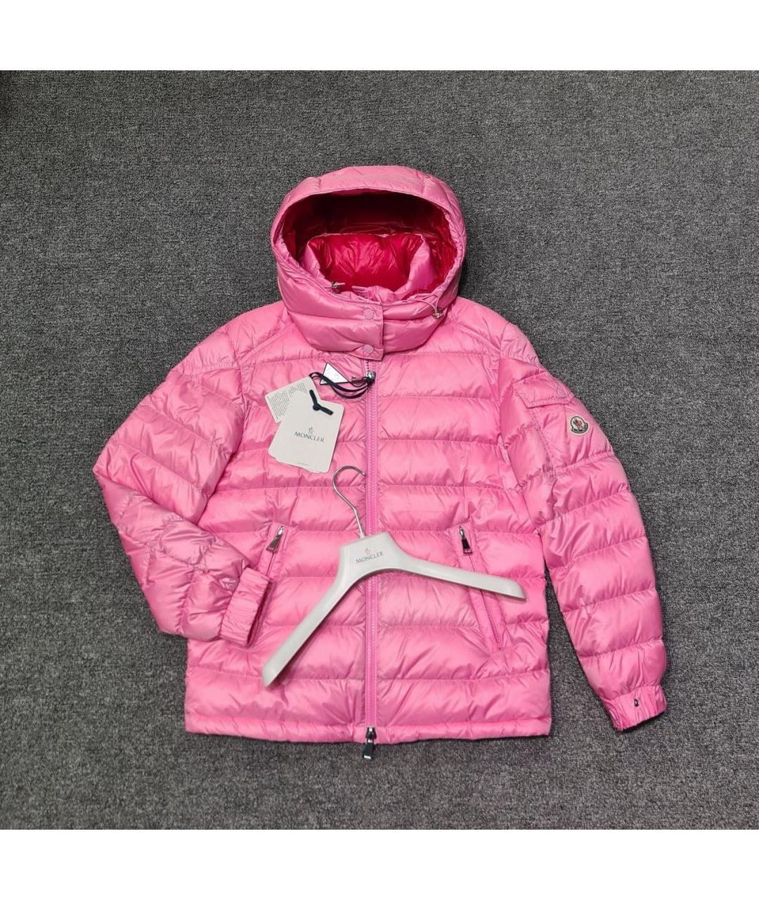 MONCLER Розовый полиамидовый пуховик, фото 9