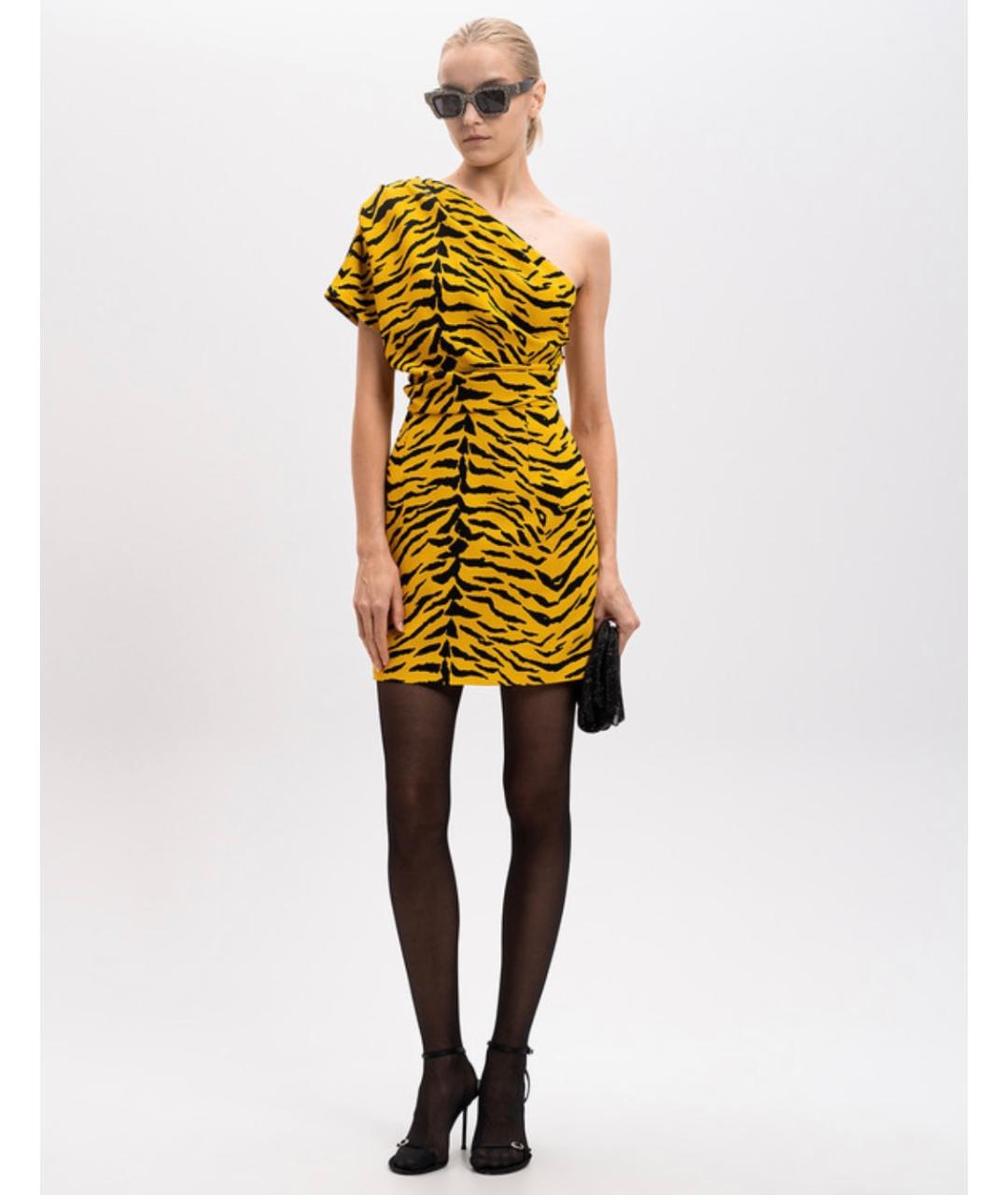 SAINT LAURENT Желтое вискозное коктейльное платье, фото 6