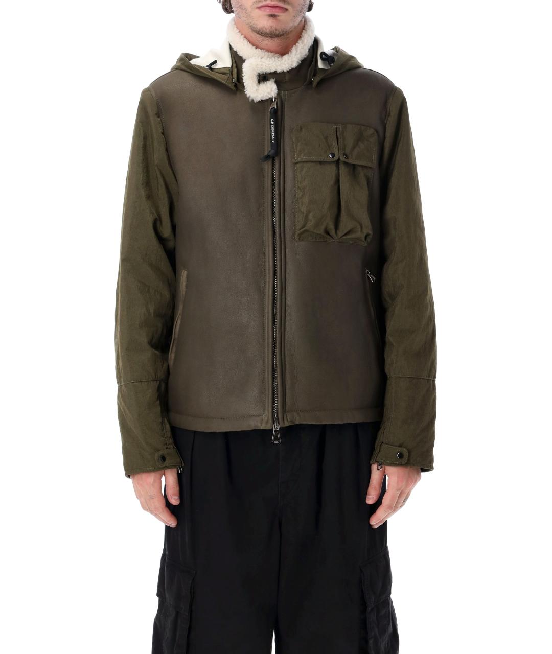 CP COMPANY Зеленое кожаное пальто, фото 1