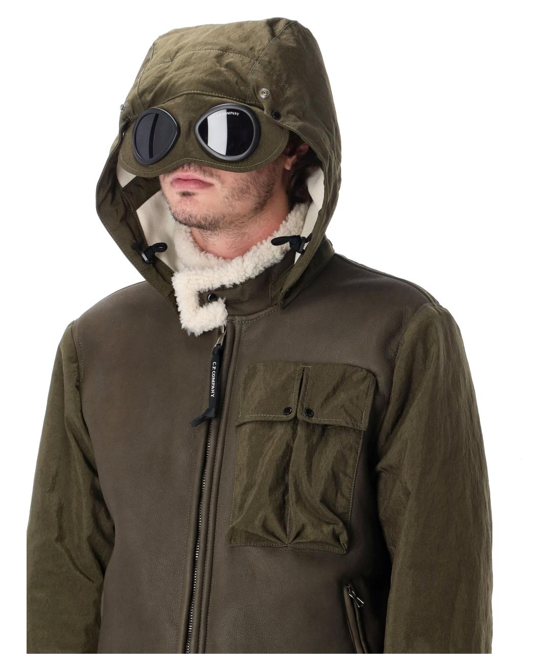 CP COMPANY Зеленое кожаное пальто, фото 3