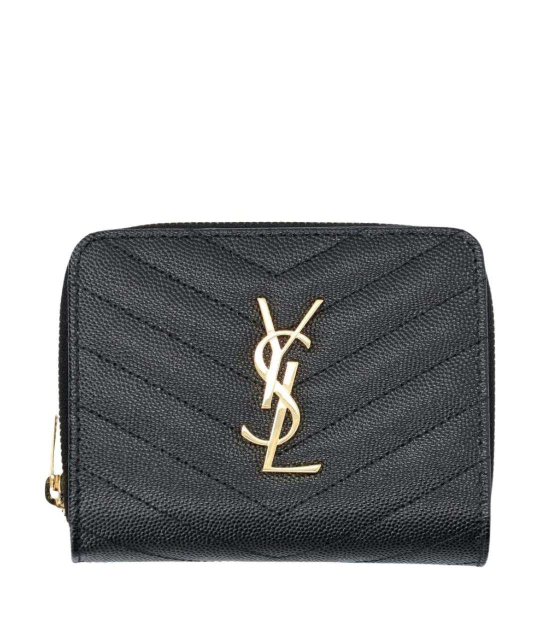 SAINT LAURENT Черный кожаный кошелек, фото 1