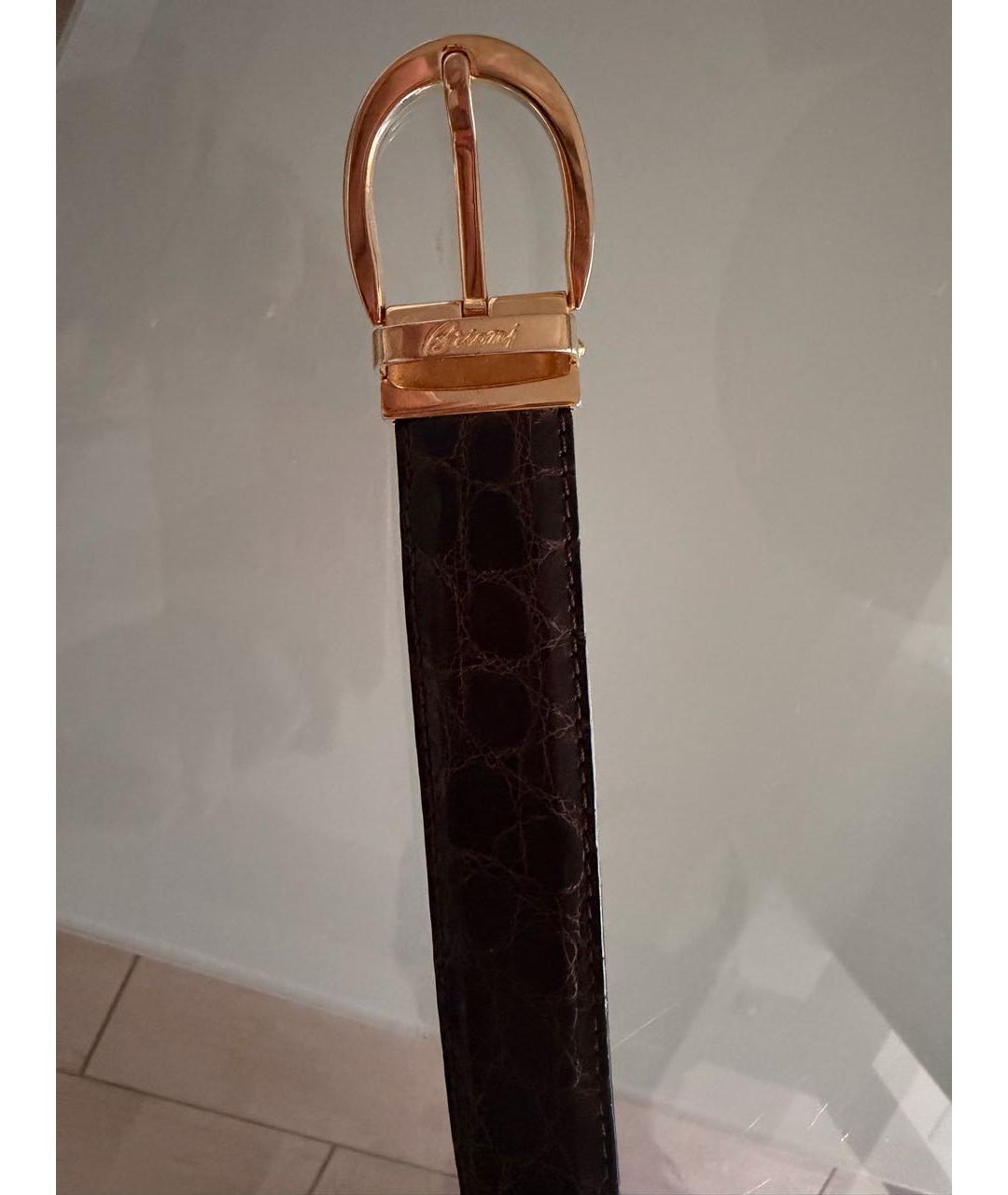 BRIONI Коричневый ремень из кожи аллигатора, фото 2