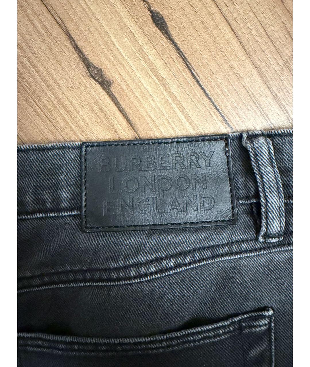 BURBERRY Антрацитовые хлопковые прямые джинсы, фото 5