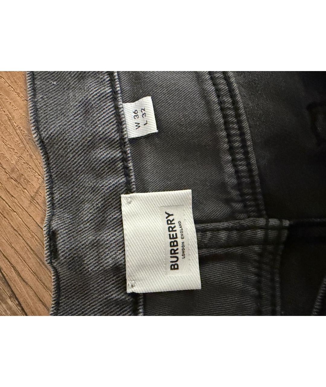 BURBERRY Антрацитовые хлопковые прямые джинсы, фото 3
