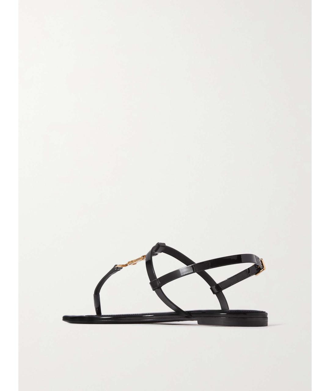 SAINT LAURENT Черные сандалии из лакированной кожи, фото 5