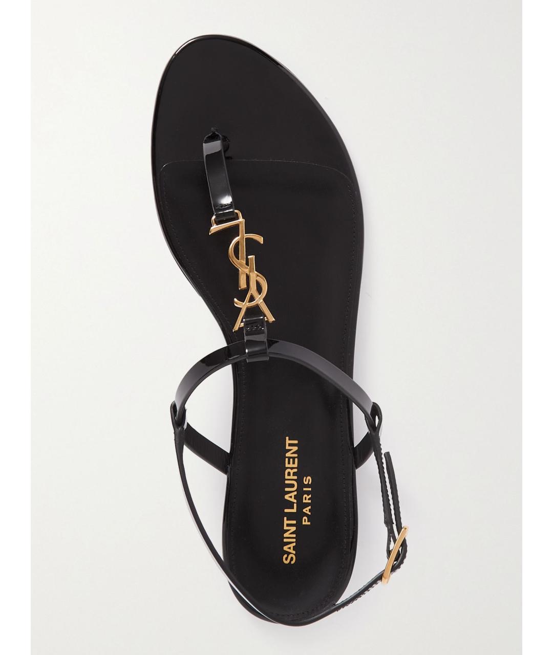 SAINT LAURENT Черные сандалии из лакированной кожи, фото 3