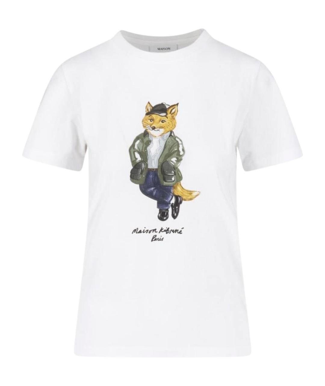 MAISON KITSUNE Белая хлопковая футболка, фото 1