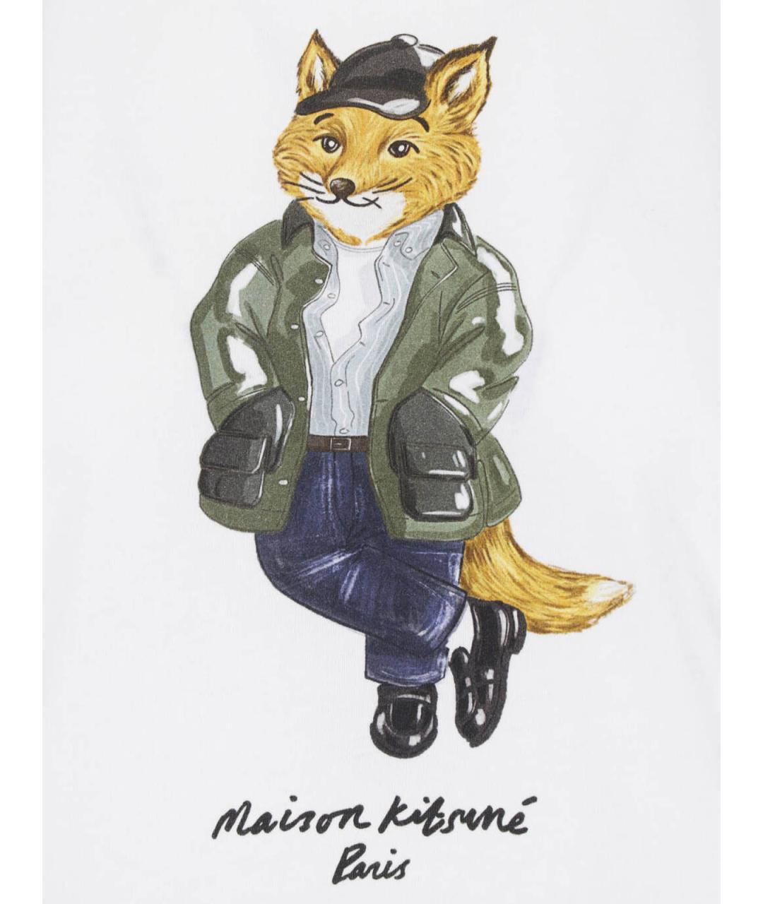 MAISON KITSUNE Белая хлопковая футболка, фото 3
