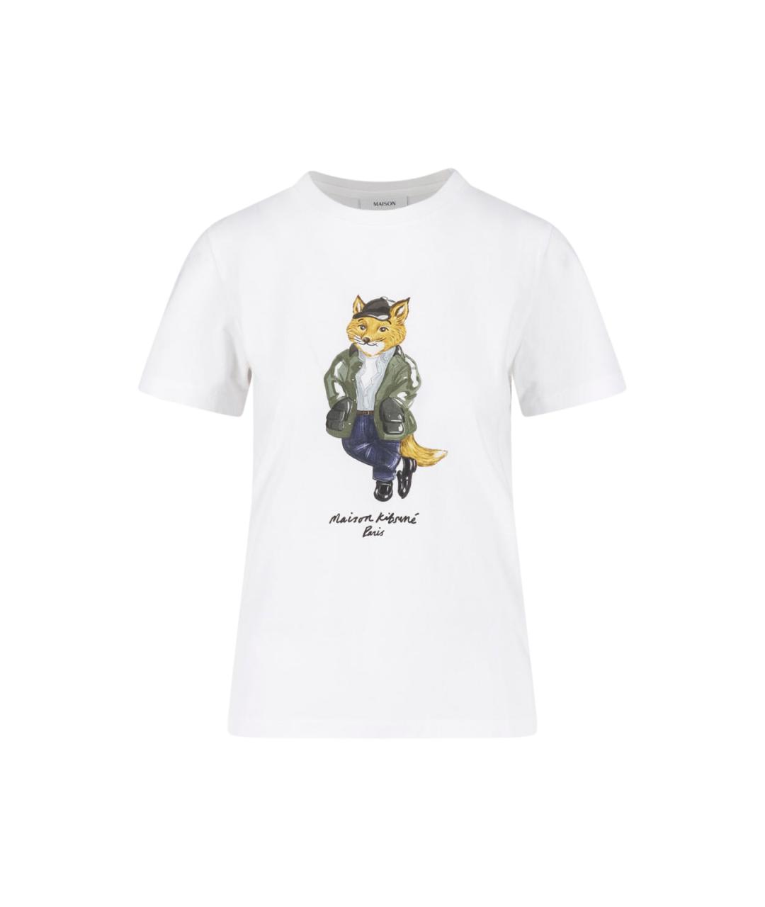 MAISON KITSUNE Белая хлопковая футболка, фото 4