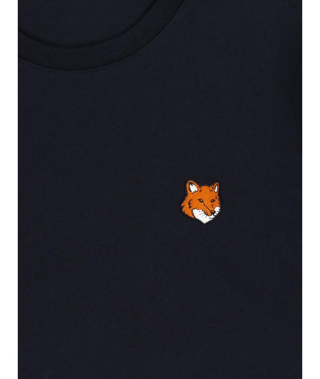 MAISON KITSUNE Черная хлопковая футболка, фото 3