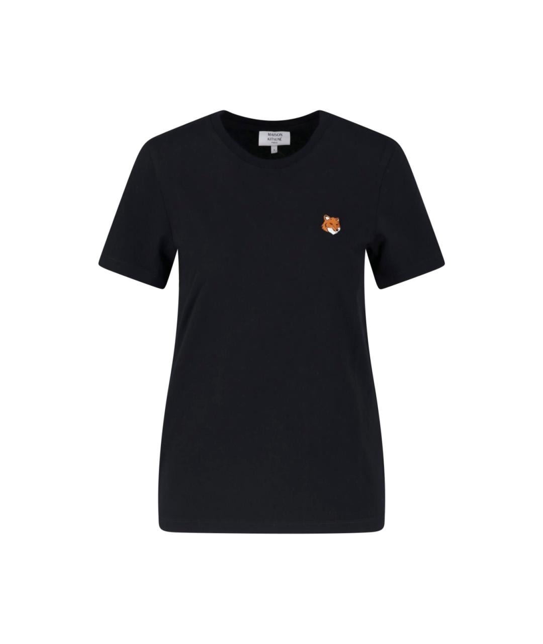 MAISON KITSUNE Черная хлопковая футболка, фото 4