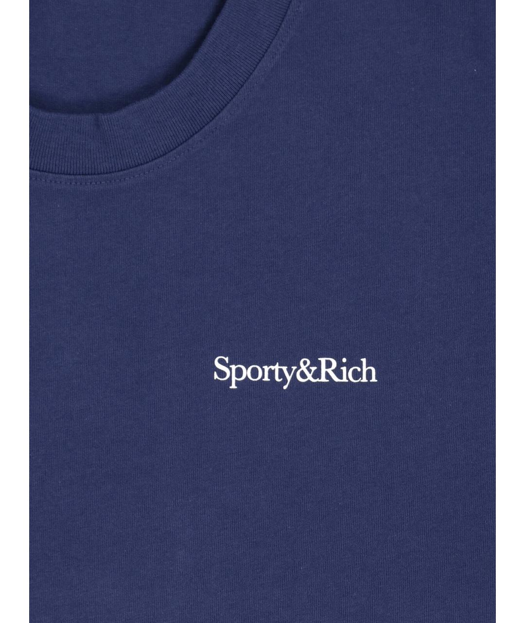 SPORTY AND RICH Синяя хлопковая футболка, фото 3