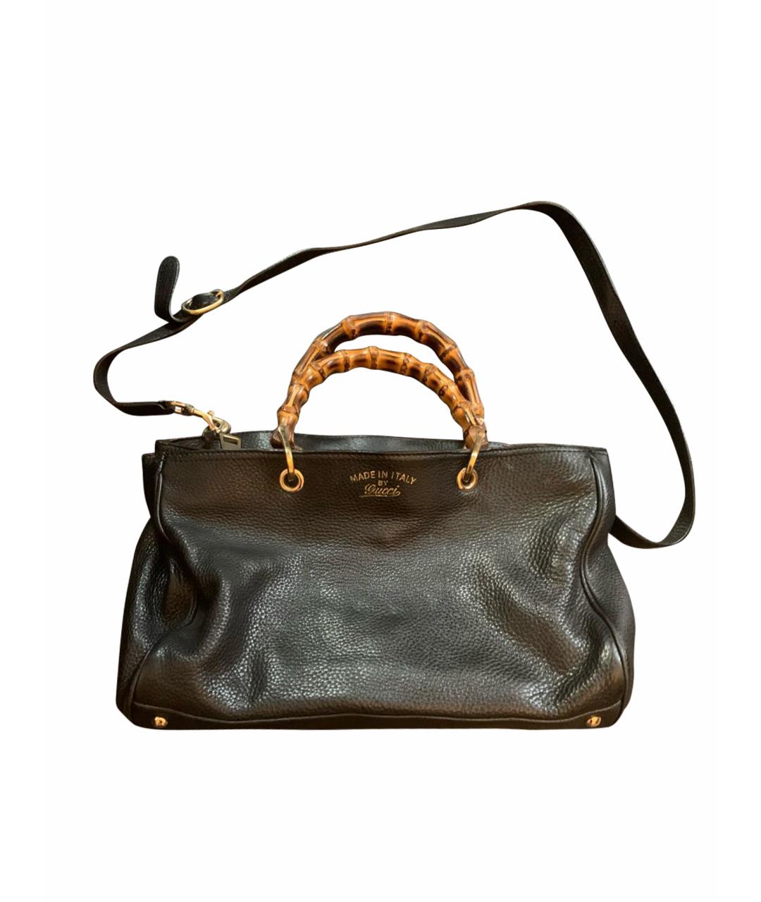 GUCCI Черная кожаная сумка тоут, фото 1